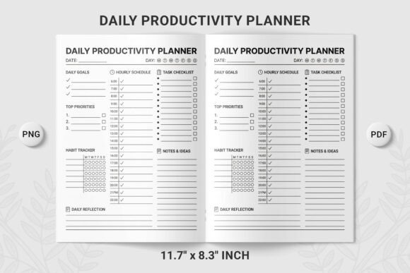 Daily Productivity Planner Template PNG